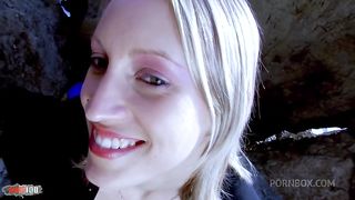 Anal sex on the rocks with a beautiful French blonde with a big pussy