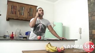 Hot Maid TS Melyna Merli fucked by the boss while his wife works - Monster Cock - Yago Ribeiro