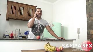 Hot Maid TS Melyna Merli fucked by the boss while his wife works - Monster Cock - Yago Ribeiro