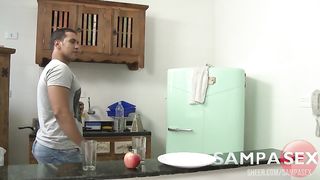 Hot Maid TS Melyna Merli fucked by the boss while his wife works - Monster Cock - Yago Ribeiro