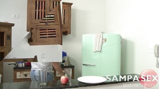 Hot Maid TS Melyna Merli fucked by the boss while his wife works - Monster Cock - Yago Ribeiro