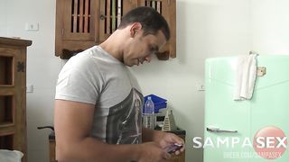 Hot Maid TS Melyna Merli fucked by the boss while his wife works - Monster Cock - Yago Ribeiro