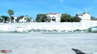 Superb French blonde Candys chupa well fucked at the beach