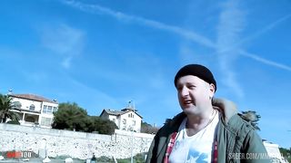 Superb French blonde Candys chupa well fucked at the beach