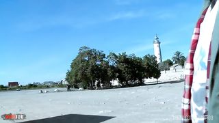 Superb French blonde Candys chupa well fucked at the beach