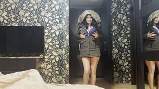 MILFYCALLA- A LOT OF CUM ON BROWN FUR HOODED PUFFER JACKET 172