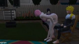 SAKURA FOLLADA POR LOS CLONES DE NARUTO GANGBANG FRENTE A SASUKE, SU MARIDO CORNUDO NETORARE