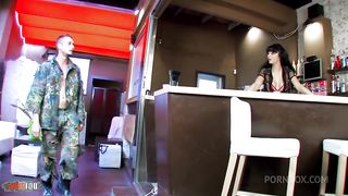 French Arab with big tits, Angelina gets caught by Leo Galvez in a bar