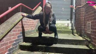 PISSING ON PUBLIC STAIRCASE