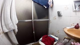 Anal fucking a little slut in the shower