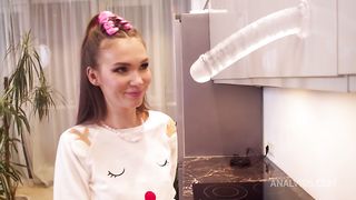 Petite Ellis Baileys Anal Fucking In The Kitchen with Best Gapes, Ball Deep Anal and Cum Drinking