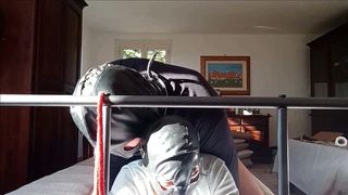 BOUND IN A BED I HAVE ALL MY HOLES ROUGHLY FUCKED BY A BIG COCK FRONT VIEW