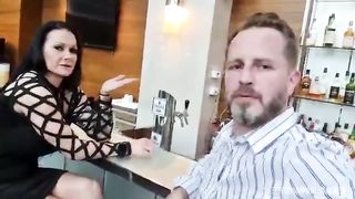 Stunning tattooed busty MILF Julia Exclusiv gets pissed in mouth and ass roughly pounded