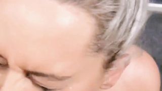 QUICK SLOPPY BLOWJOB & I EMPTIED HIS ENTIRE BALLS OF STICKY HOT CUM ONTO MY FACE-!!