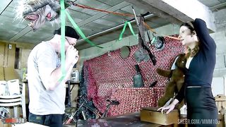 Melany Furie tries the fuck machine and fucked in her hairy pussy and tight ass