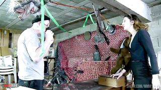 Melany Furie tries the fuck machine and fucked in her hairy pussy and tight ass