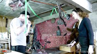 Melany Furie tries the fuck machine and fucked in her hairy pussy and tight ass