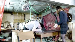 Melany Furie tries the fuck machine and fucked in her hairy pussy and tight ass