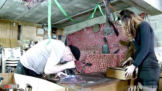 Melany Furie tries the fuck machine and fucked in her hairy pussy and tight ass