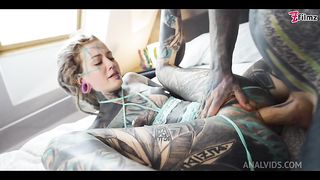 tattoo girl ANUSKATZZ get fucked balls deep in her ass / ANAL, gape, prolapse, split tounge blow job, punk, goth - ZF019