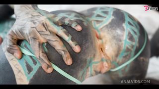 tattoo girl ANUSKATZZ get fucked balls deep in her ass / ANAL, gape, prolapse, split tounge blow job, punk, goth - ZF019