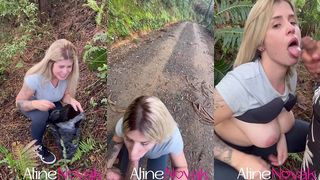 LOIRA COM BUNDA GRANDE VAI COLHER PINHAO E FAZ UM BOQUETE AO AR LIVRE COM DIREITO A GOZADA NA BOCA