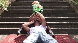 STACEY IS HUNGRY FOR SOME DICK TODAY, SO SHE WANDERS THE GROUNDS IN SEARCH OF A HORNY MAN WITH ENOUGH VIRILITY TO SATISFY HER