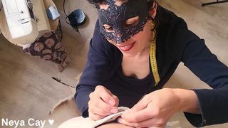 HOT SEAMSTRESS GETS DISTRACTED BY HUGE COCK - ROLEPLAY - FORESKIN PLAY & TAPE MEASURE BLOWJOB + FACIAL