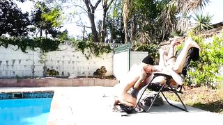 Outdoors Poolside Fucking Sexy Muscle Hunk Hoss Kado and Hot FTM Trans Man Austin Spears