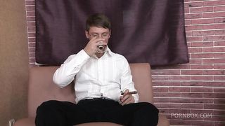 Guy dragged into anal threesome with blonde and her boss