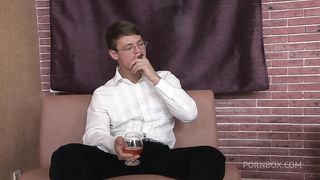 Guy dragged into anal threesome with blonde and her boss