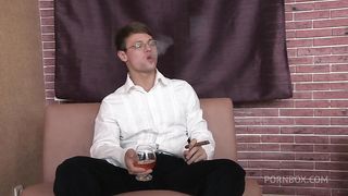 Guy dragged into anal threesome with blonde and her boss