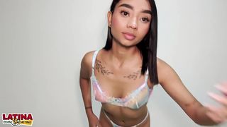 LATINA PORN CASTING - VERY TINY SLUT GETS PUSSY FILLED WITH CREAMPIE