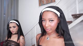 PERV CONVENT : SEXY 1.90M BRAZILIAN, OB HONEY GETS HER FACE MASK REMOVED BY TOP NUNS THEN GETS FUCKED BY 3 HUGE COCKS(DAP, DP, ANAL,GAPES, MONSTER COCKS, BBC) OB325