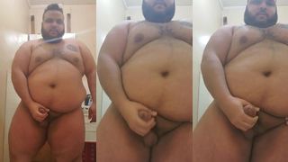 FAT-ARAB PLAYING WITH THICK DICK IN BATHROOM CUMMING INTO THE CAMRA