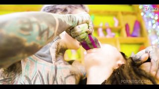 Tattoo Lesbian gets HARD fisted till she have a REAL ORGASM - big toys, DP, first time (goth, punk, alt porn) ZF054