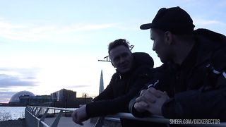 Horny brunette chick banged by two nasty peckers