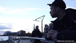 Horny brunette chick banged by two nasty peckers