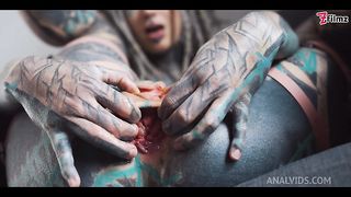 big SQUIRT from Tattoo girl in High heels - hard ANAL strech - ATM, big dildos, GAPE, prolapse play (goth, punk, alt porn) ZF021