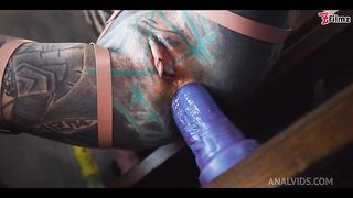 big SQUIRT from Tattoo girl in High heels - hard ANAL strech - ATM, big dildos, GAPE, prolapse play (goth, punk, alt porn) ZF021