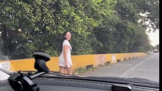 LOOKING FOR SOMEONE TO FUCK ME ON THE ROAD, I STOP A STRANGER ON THE PUBLIC STREET AND GET INTO HIS CAR, I LET THE STRANGER TOUCH MY PUSSY AND THEN HE TAKES ME TO THE FOREST TO FUCK ME