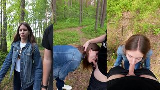 I WENT FOR A WALK AFTER FUCKING AT HOME AND DECIDED TO SUCK HIM OFF AGAIN AND SWALLOW CUM OUTDOORS