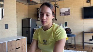 18yo young fitness girl pov blowjob and ass rimming on casting