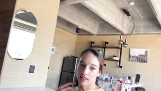 18yo young fitness girl pov blowjob and ass rimming on casting