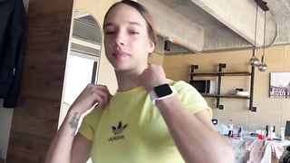 18yo young fitness girl pov blowjob and ass rimming on casting