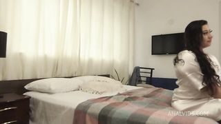 Chubby nympho has her ass ripped into a hard anal and takes a hand in pussy