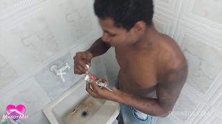 Milk in the asshole with BBC Bricklayer