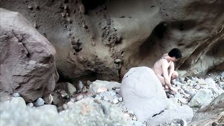 Cave woman comes for sex and gets all of her holes filled