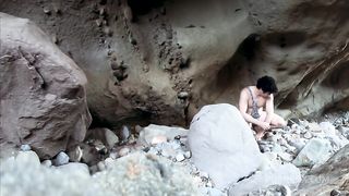 Cave woman comes for sex and gets all of her holes filled