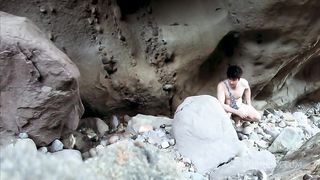 Cave woman comes for sex and gets all of her holes filled